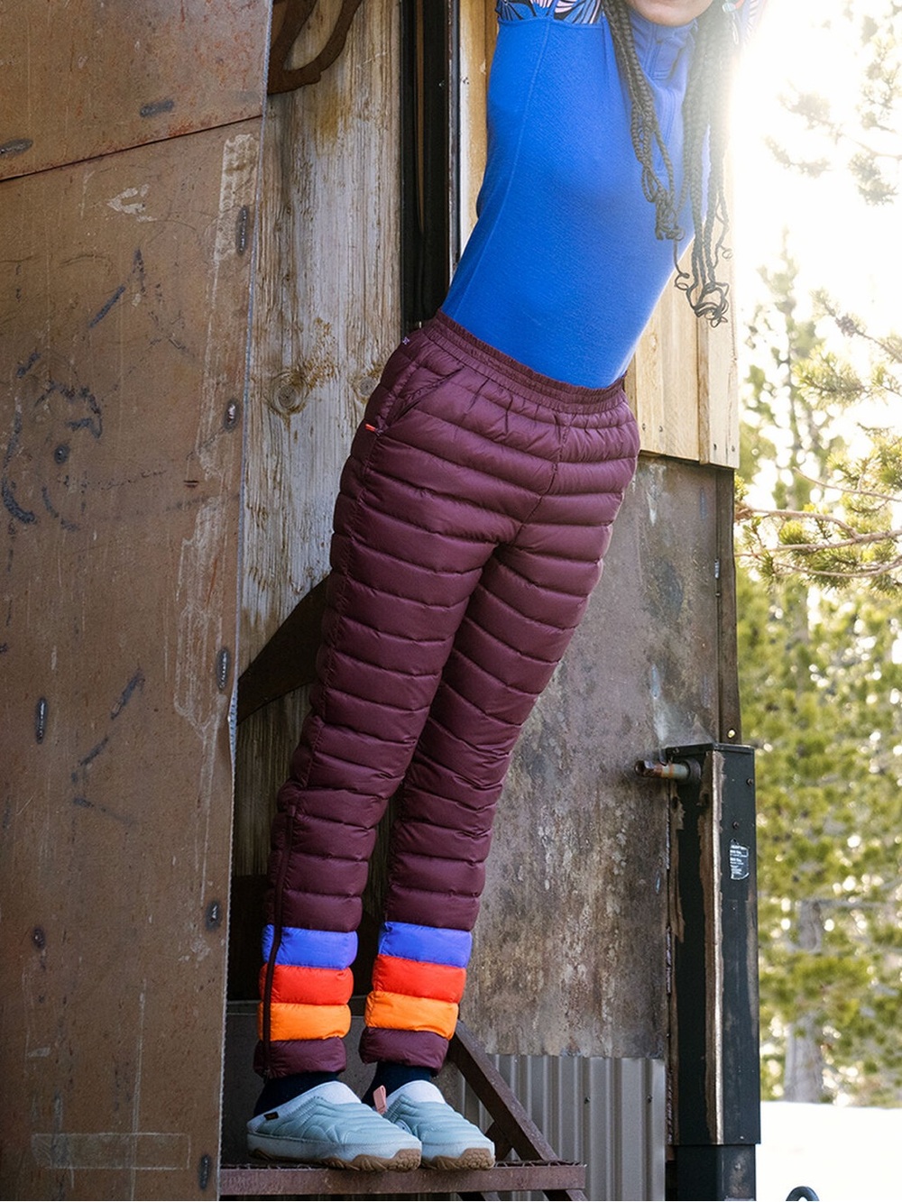 Cotopaxi - 'Fuego' - Wine-Stripes - Quilted Down Pants - XS